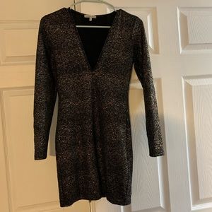 Deep v-neck long sleeved dress